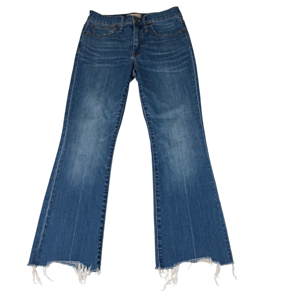 Madewell‎ Cali Demi-Boot Jeans Womens Size 27 Blue Denim Raw Hem High Rise Pants